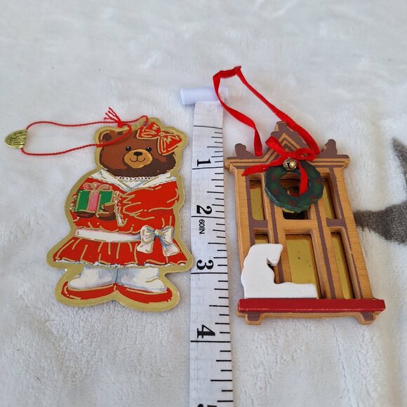 Other - Lot of 2 Vintage Christmas Ornaments‎ 1988 Dakin Bear 1990 Kurt Adler Window